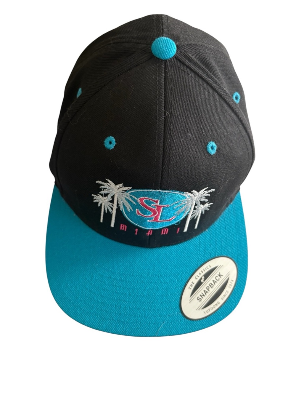 SL Miami black teal snapback cap